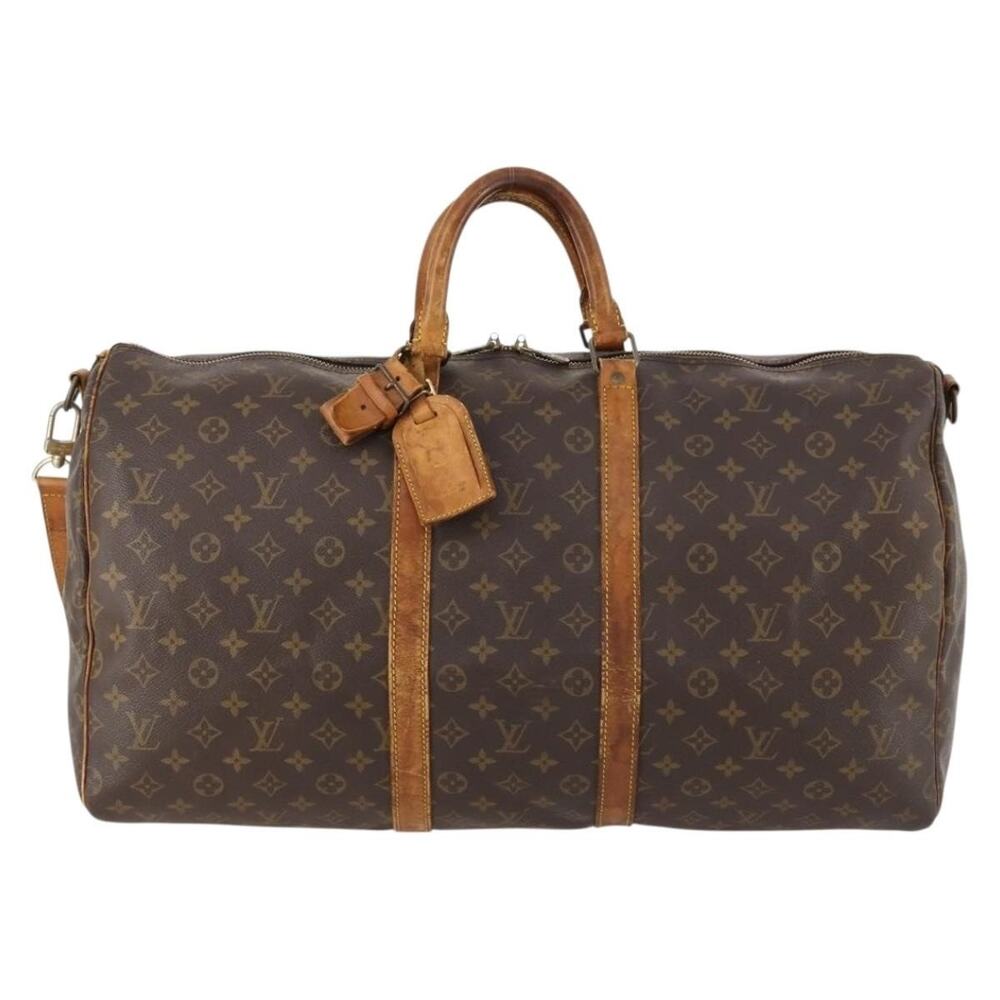 Louis Vuitton Monogram Keepall Bandouliere 55 Travel Bag Brown